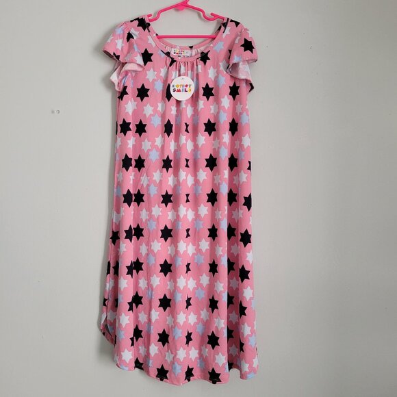 Dot Dot Smile Other - Dot Dot Smile Dress Girl's 11 Swing Dress Pink w/ Blue Stars NWT